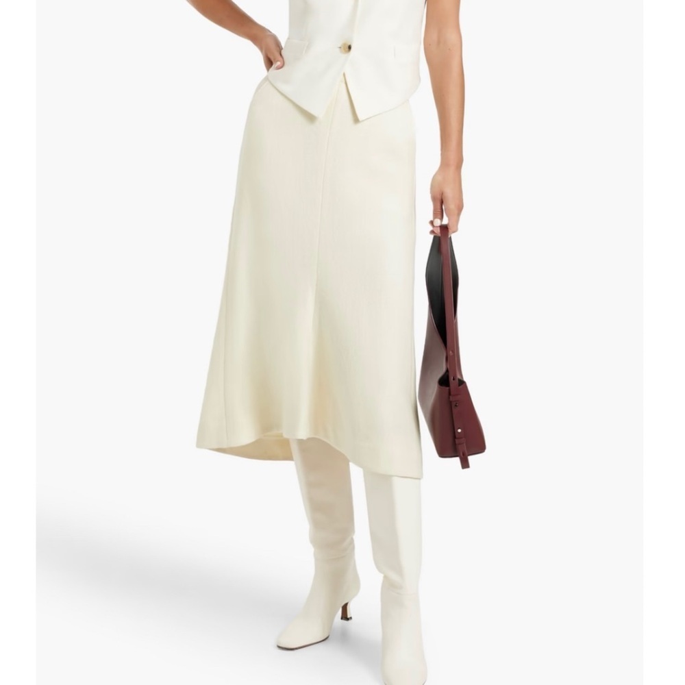 TIBI Wool-blend elegant cream midi skirt NEW